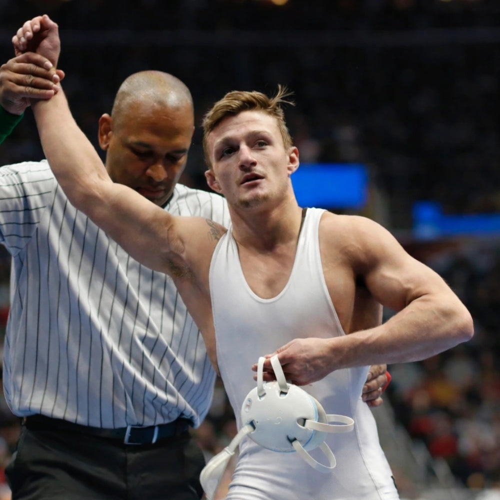 SP Elite Training Collection Image showing Scott Parker's hand raised wrestling victory