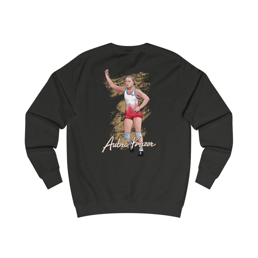 Aubre Krazer signature wrestling artwork crewneck back jet black