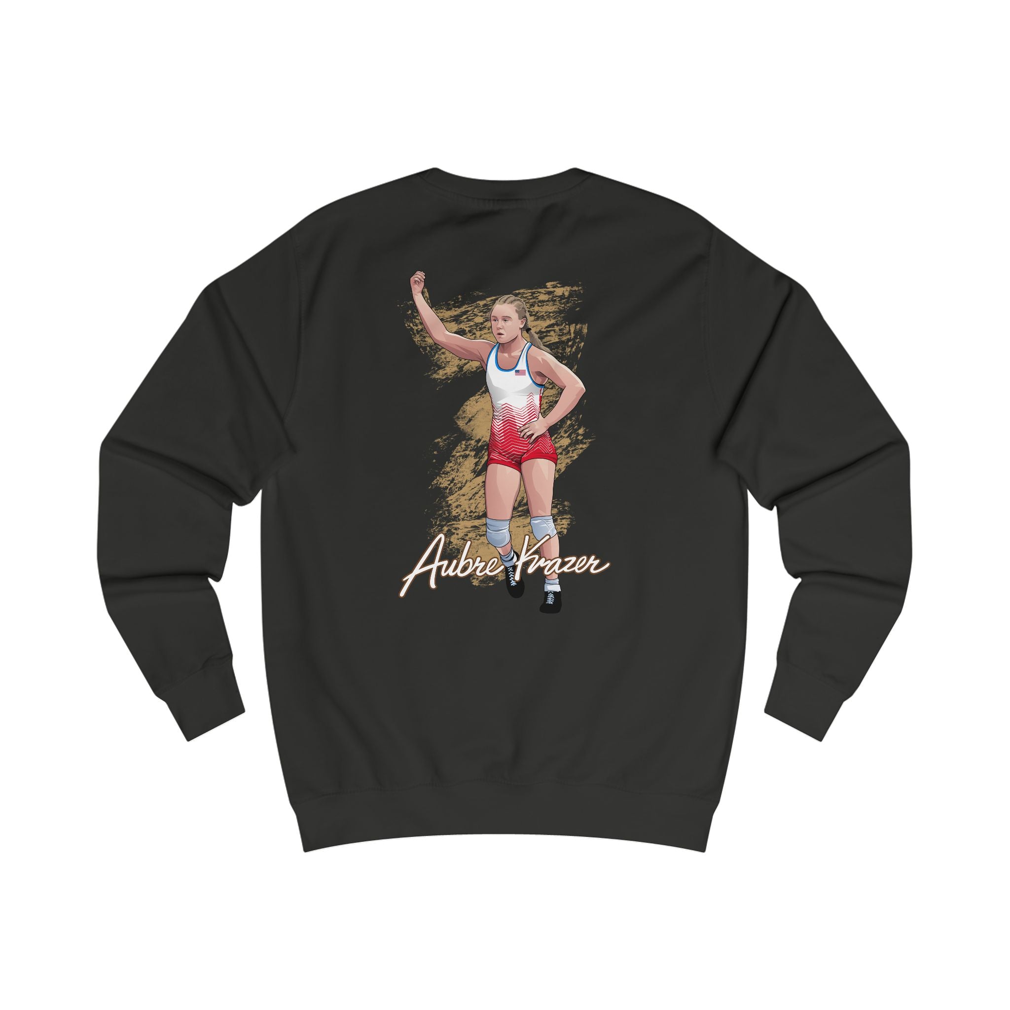 Aubre Krazer signature wrestling artwork crewneck back jet black
