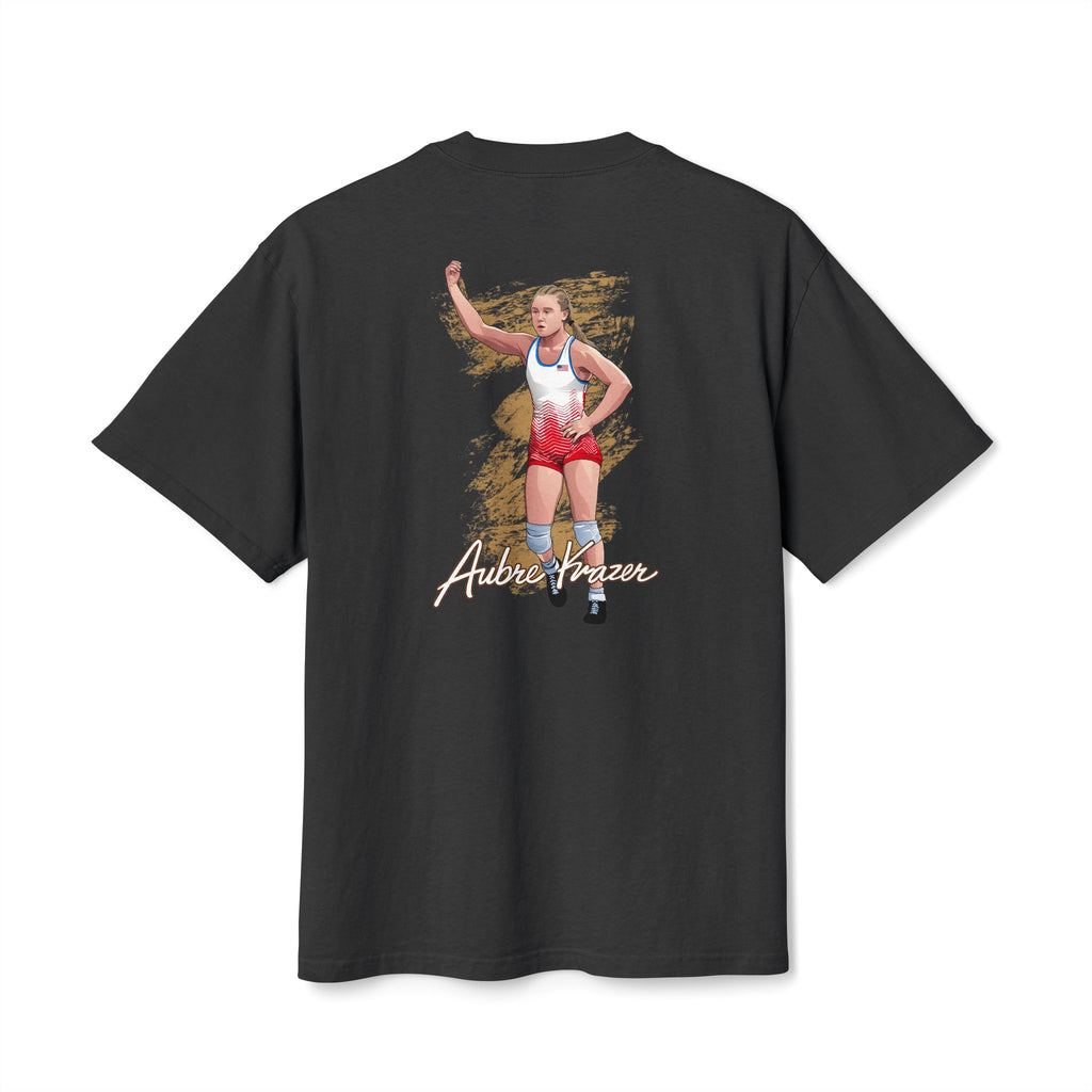 Aubre Krazer signature wrestling artwork oversized heavyweight t-shirt back black