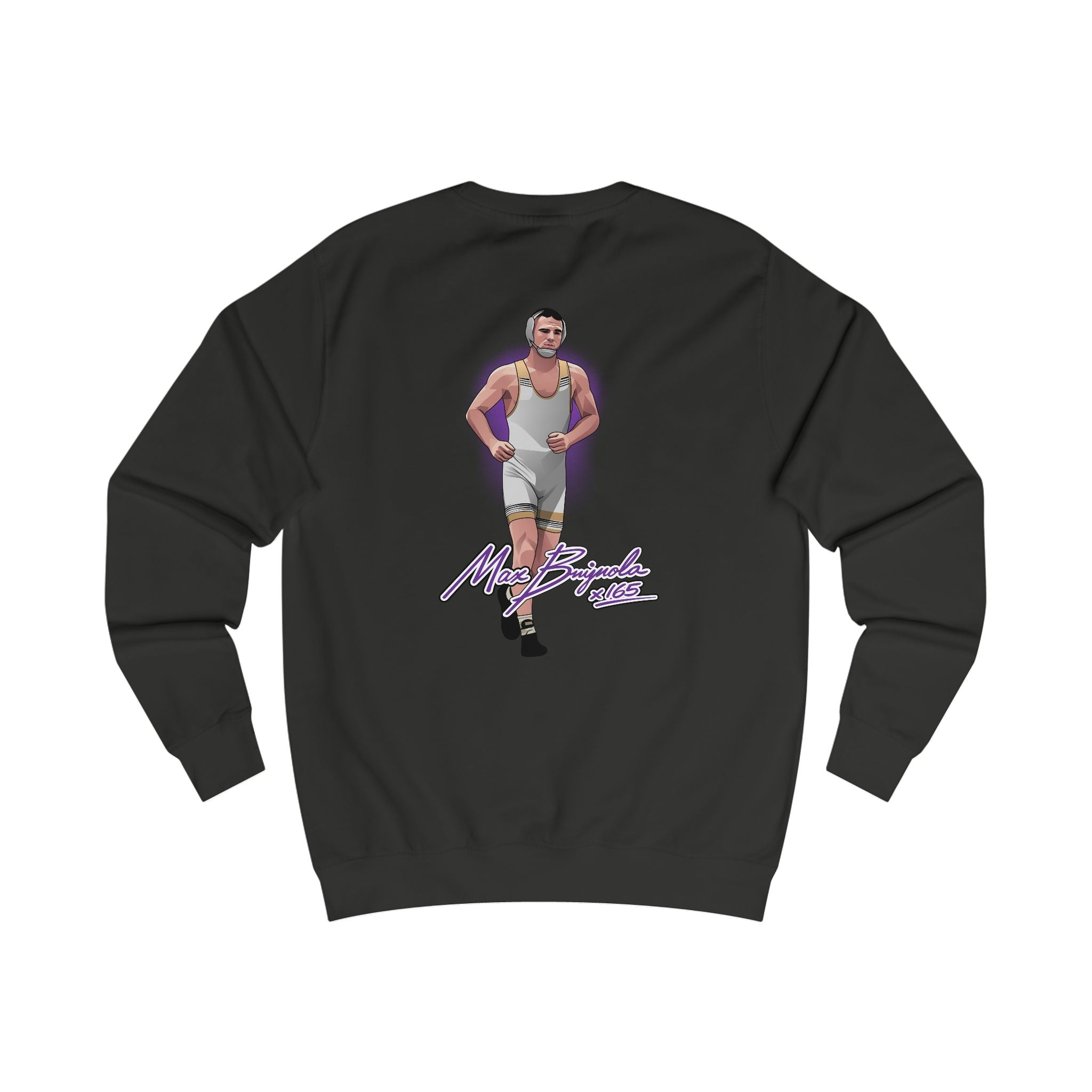 Max Brignola wrestling signature artwork crewneck back faded black