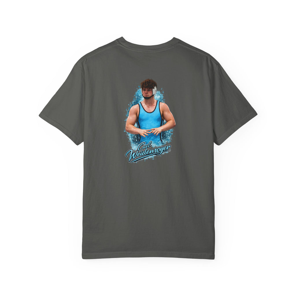 Cael Weidemoyer essential tee back grey with wrestling artwork