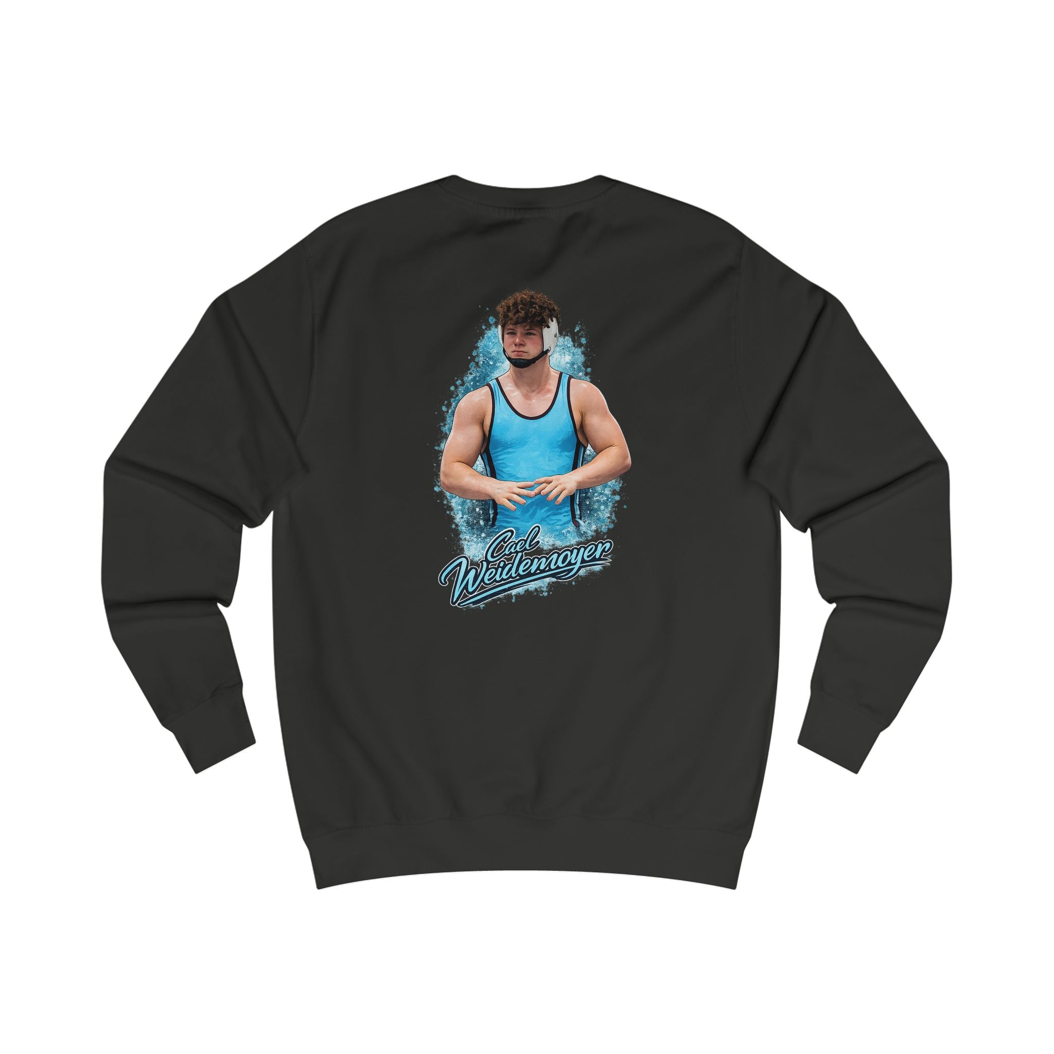 Cael Weidemoyer wrestling signature artwork crewneck back black