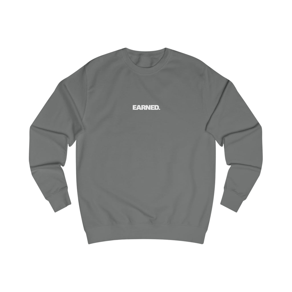 Cael Weidemoyer signature wrestling crewneck front grey with Earned logo