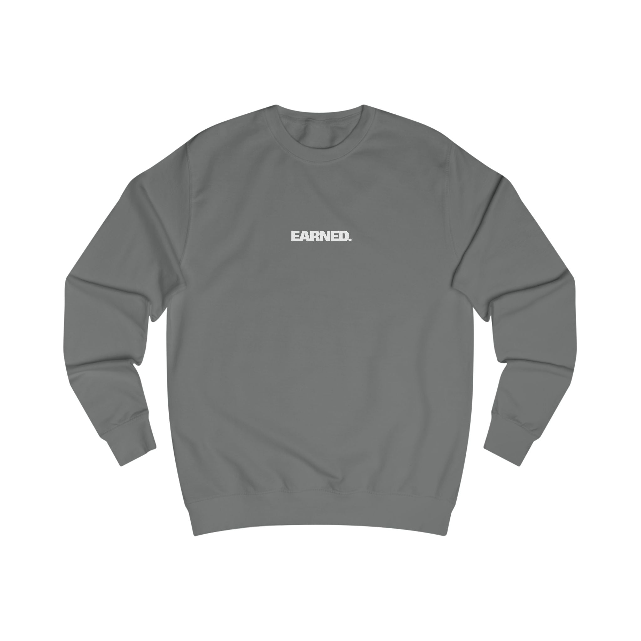Cael Weidemoyer signature wrestling crewneck front grey with Earned logo
