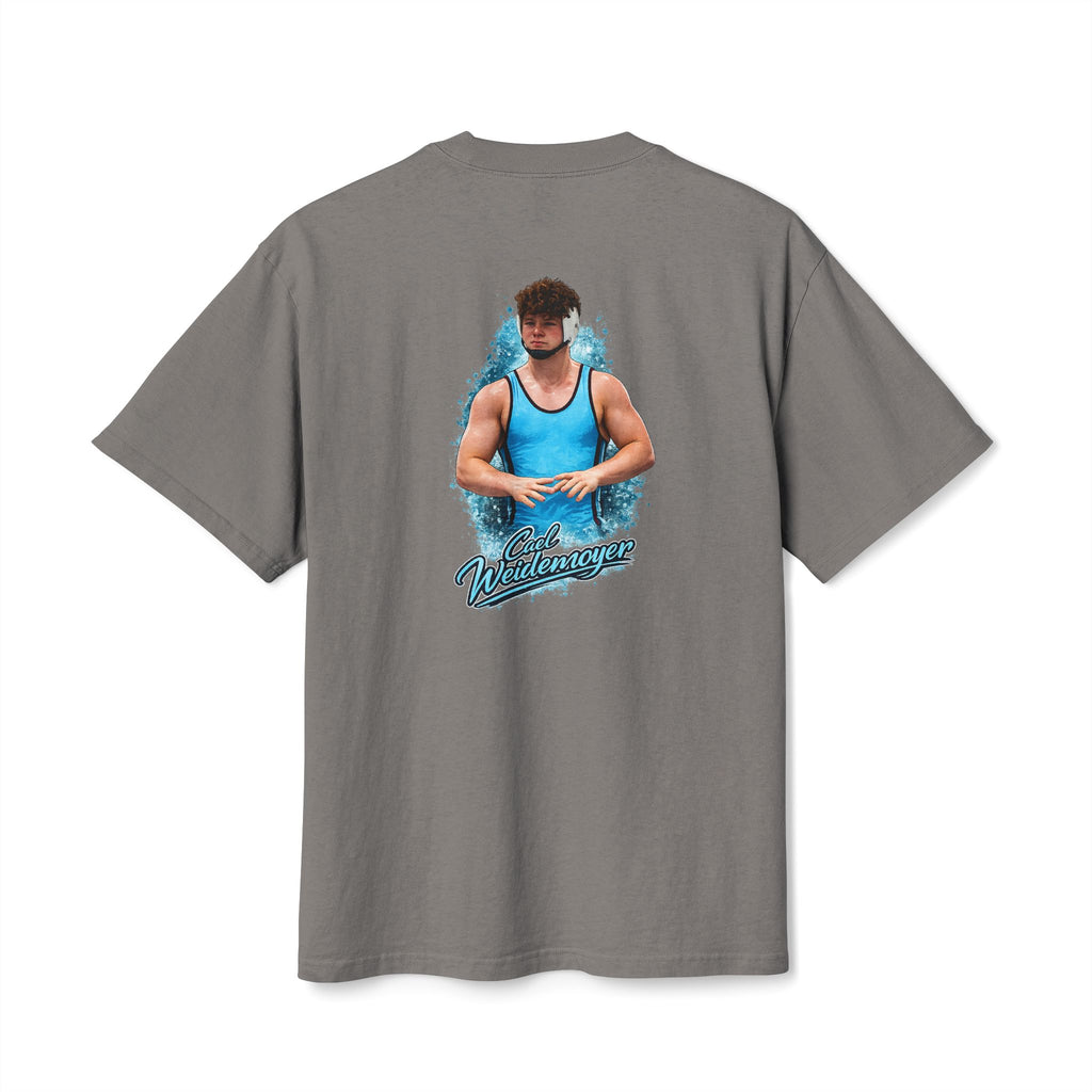Cael Weidemoyer signature wrestling artwork oversized heavyweight t-shirt back grey