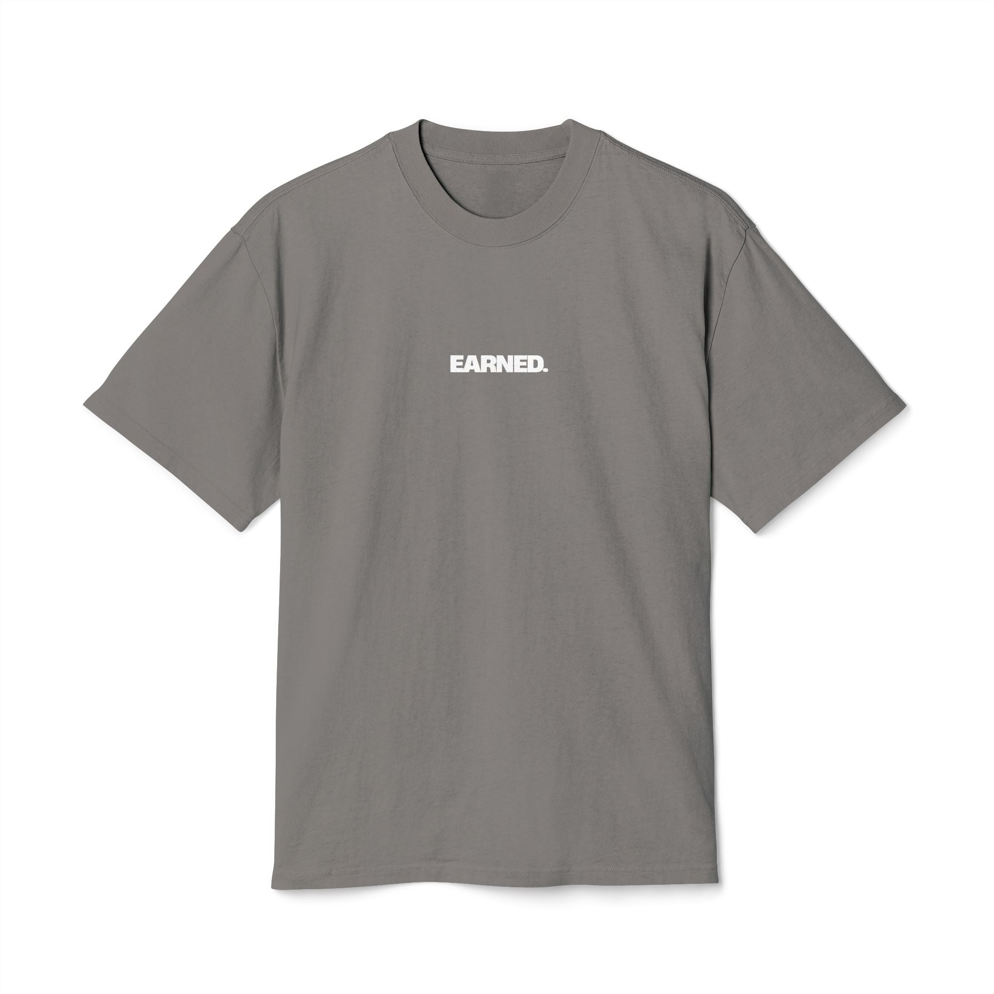 Cael Weidemoyer Signature Oversized Heavyweight T-Shirt front grey with Earned logo