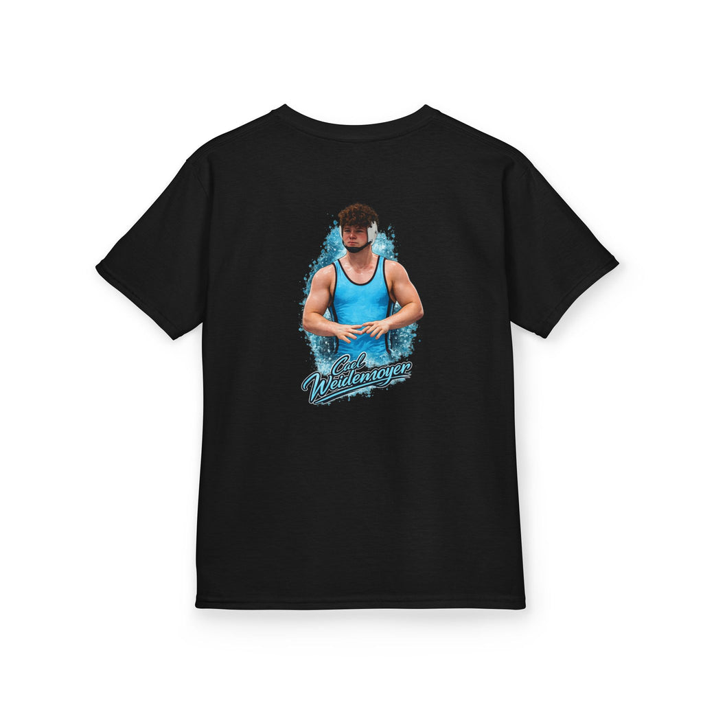 Cael Weidemoyer youth wrestling signature artwork t-shirt back black