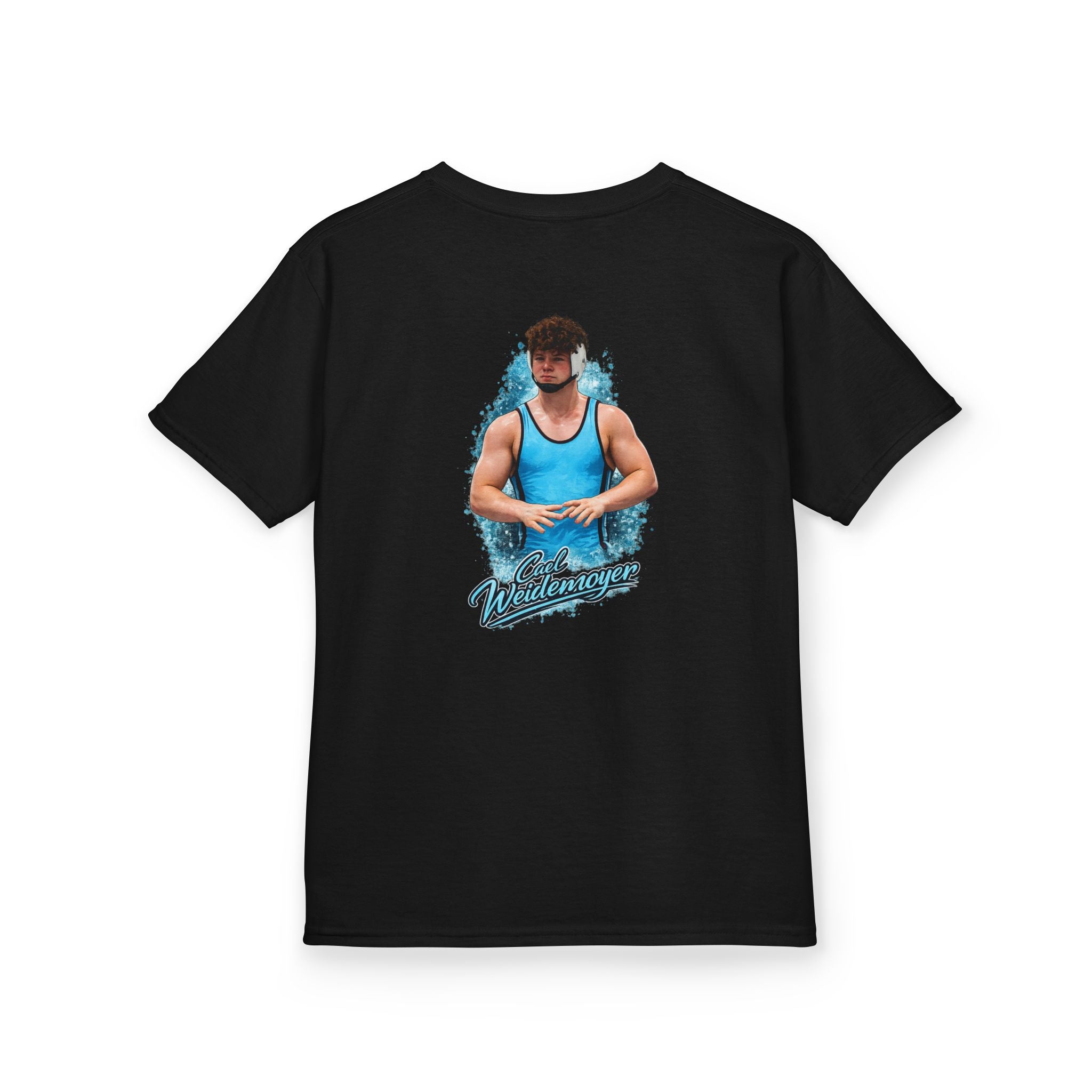 Cael Weidemoyer youth wrestling signature artwork t-shirt back black
