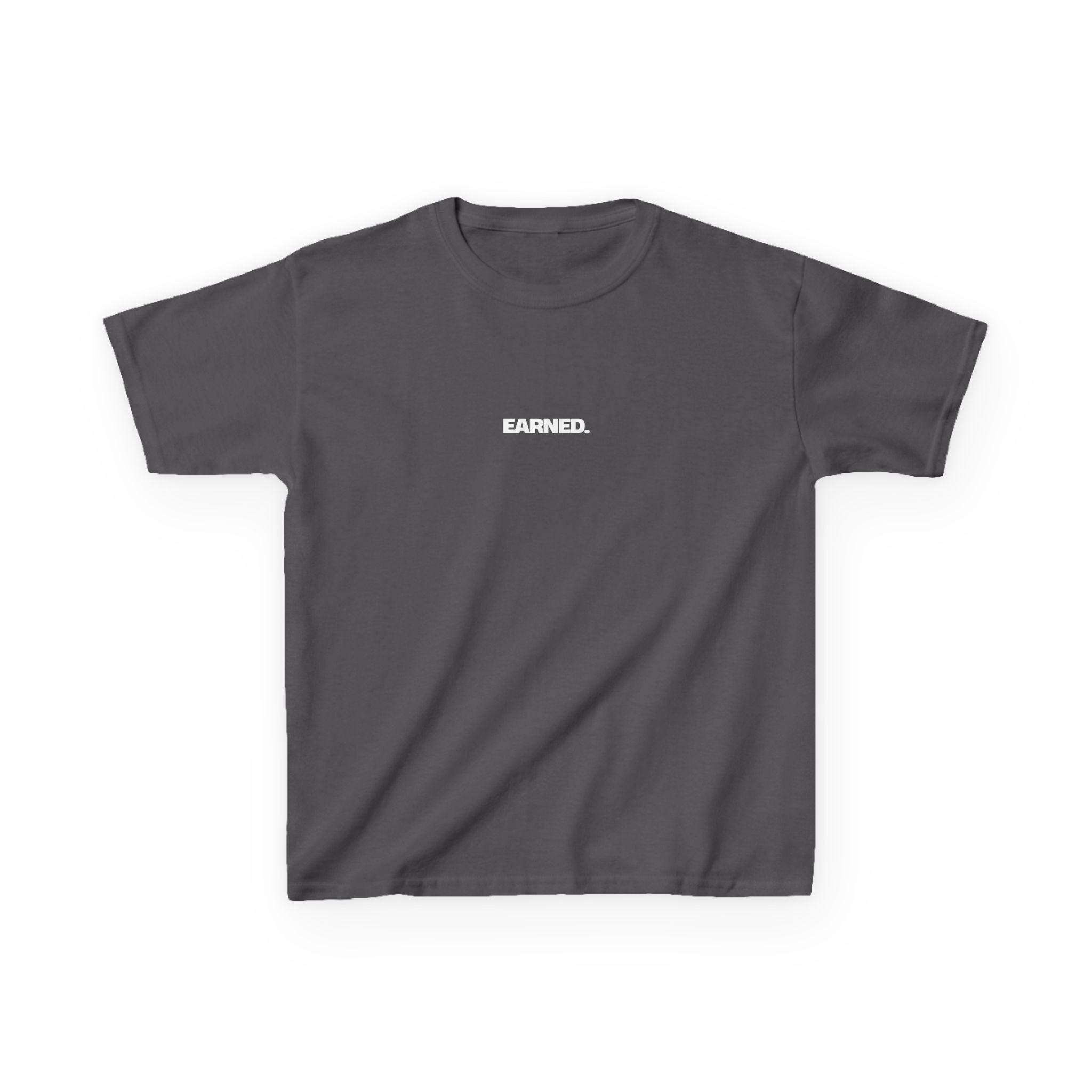 Cael Weidemoyer signature youth wrestling t-shirt front grey with Earned logo