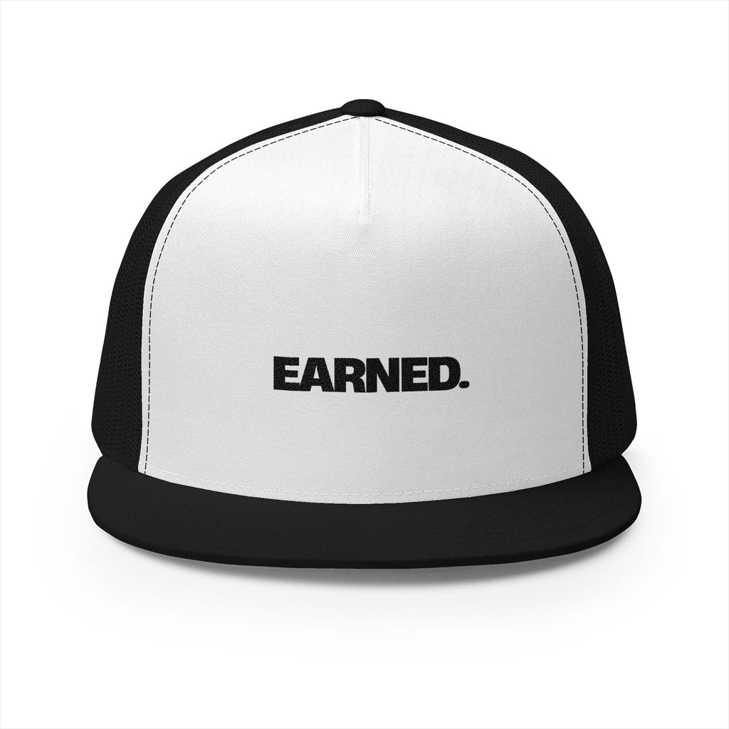 Earned Company trucker hat front view white