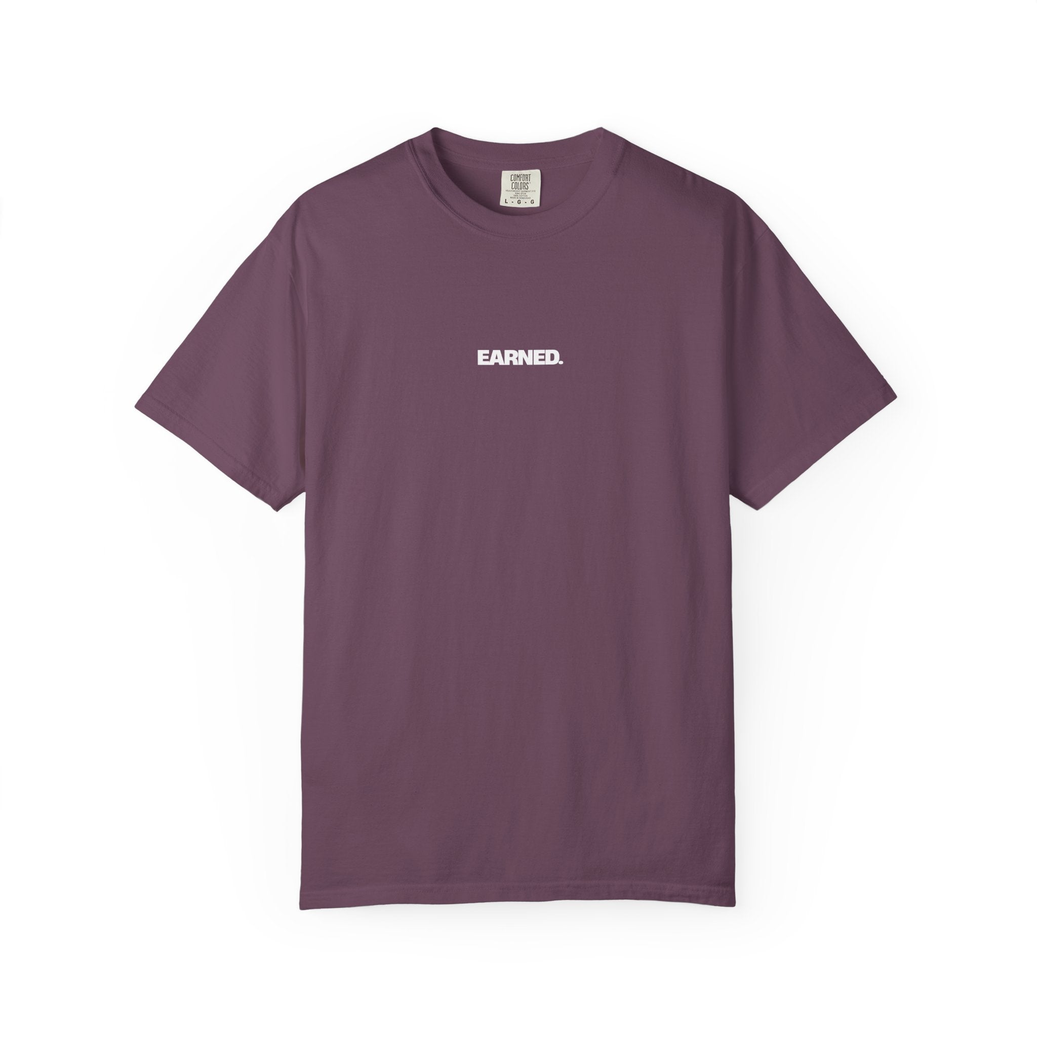 Earned Essential Tee in Berry front view premium lifestyle t-shirt
