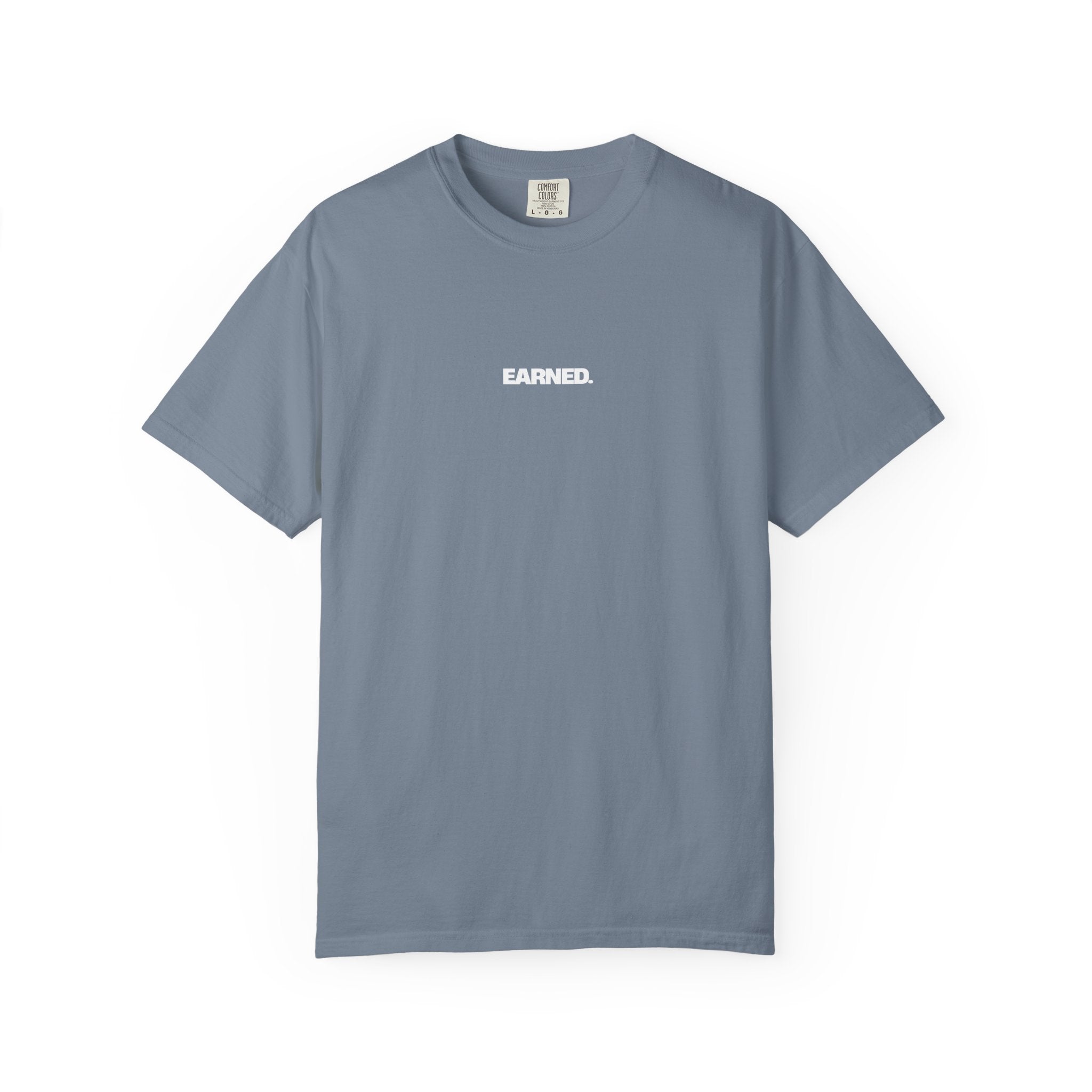 Earned Essential Tee in Blue Jean front view casual athleisure shirt