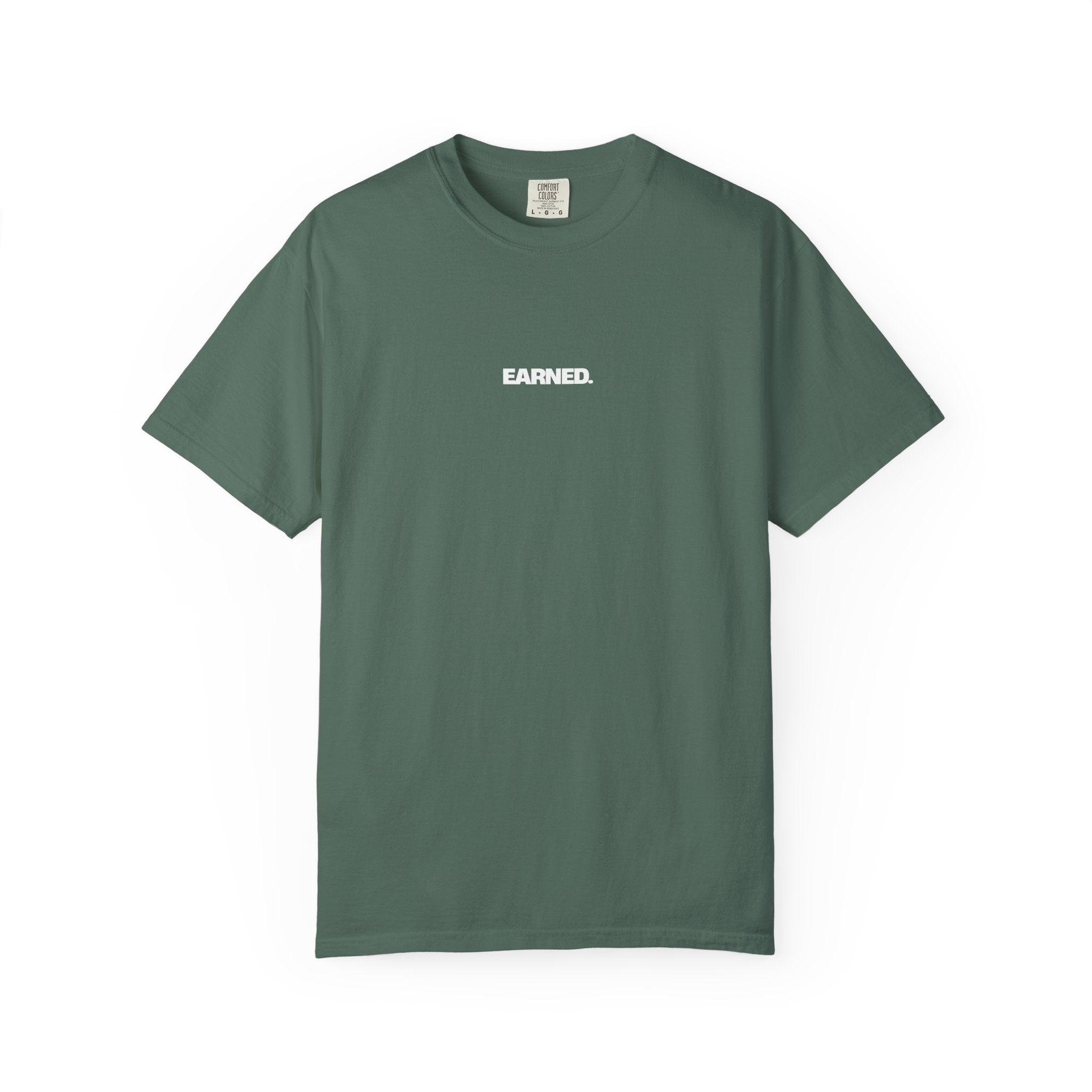 Earned Essential Tee in Blue Spruce front view minimalist athleisure t-shirt