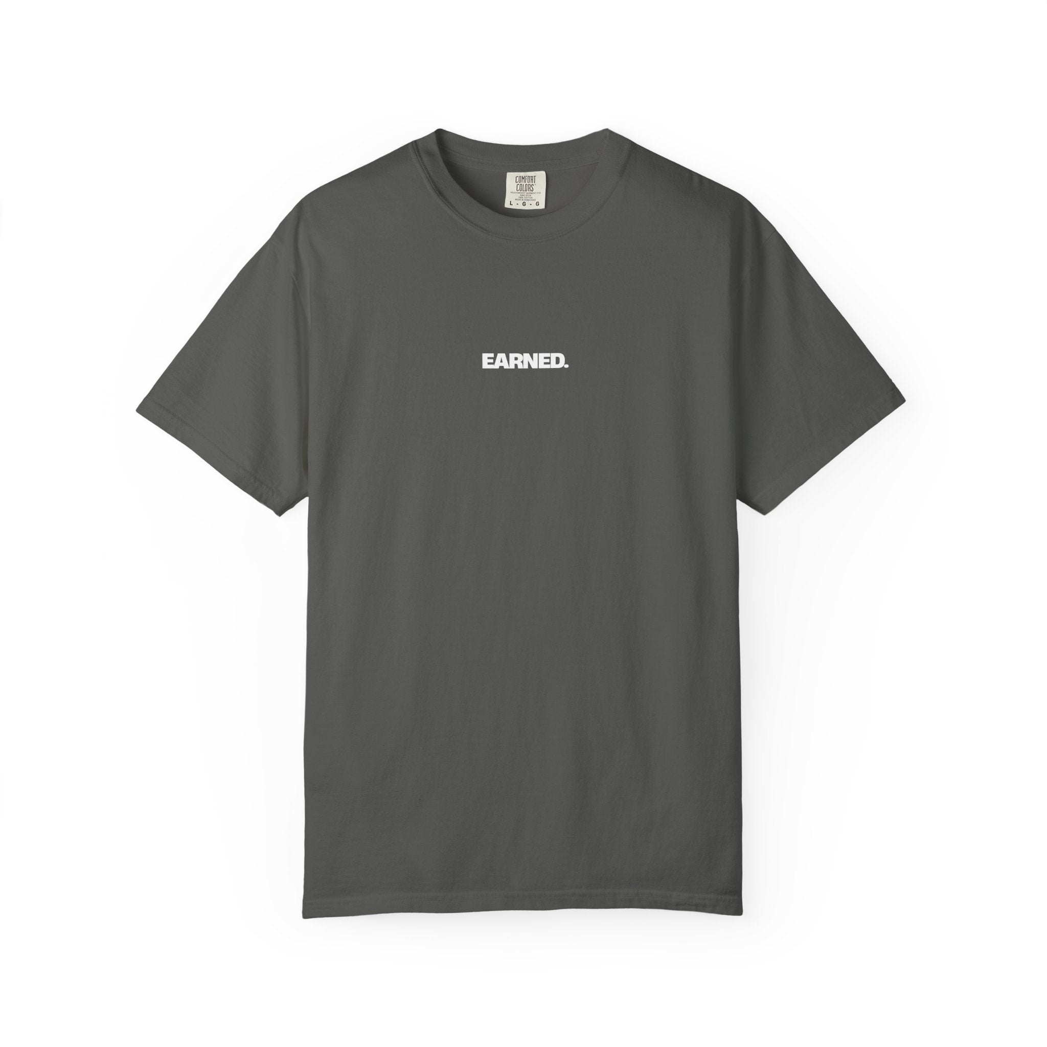 Earned Essential Tee in Pepper front view premium minimalist t-shirt