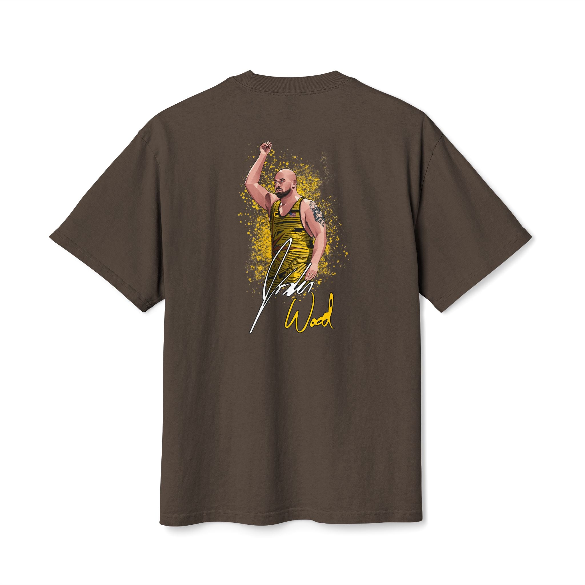 Jordan Wood signature oversized heavyweight t-shirt back graphic brown