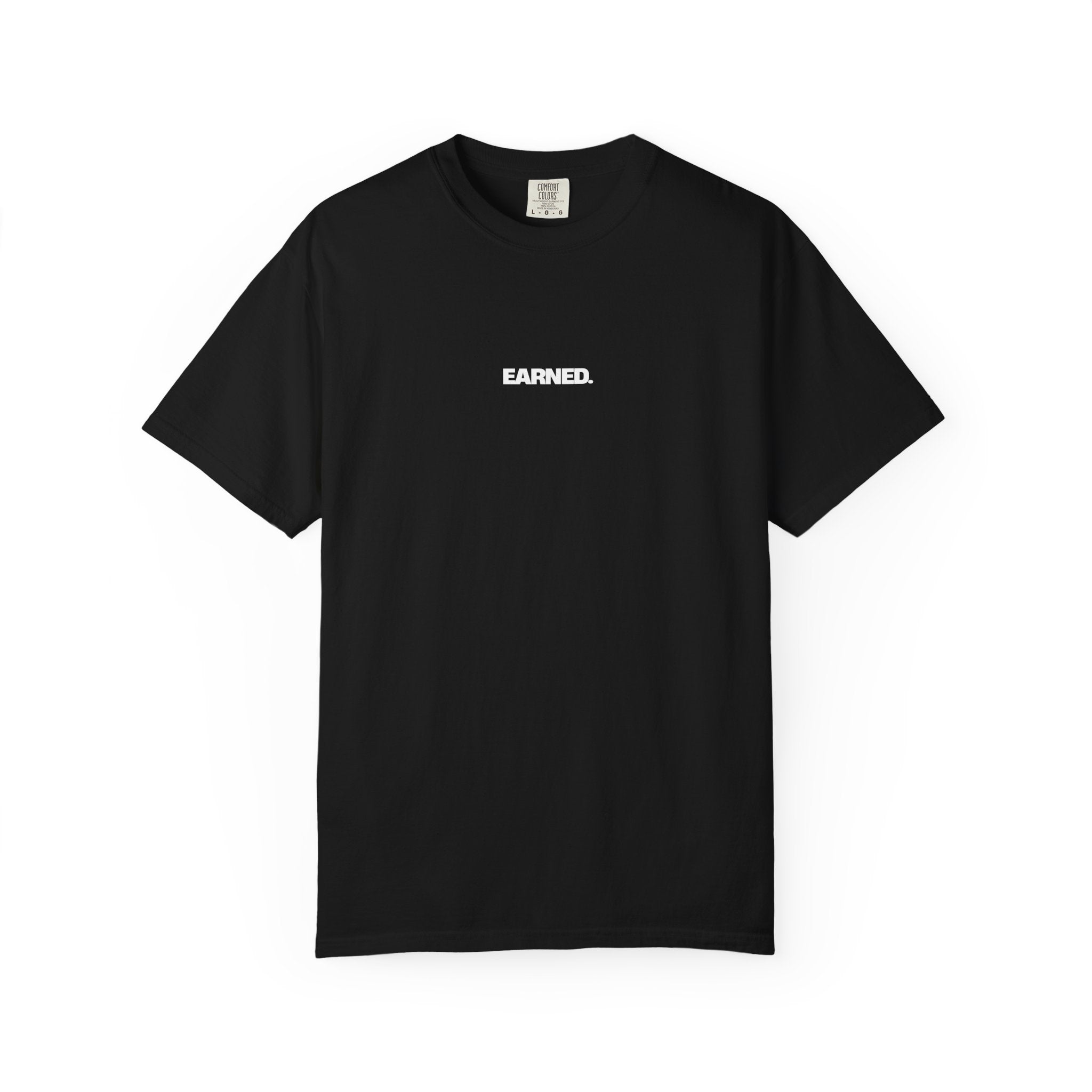 Max Brignola essential tee front black with Earned logo