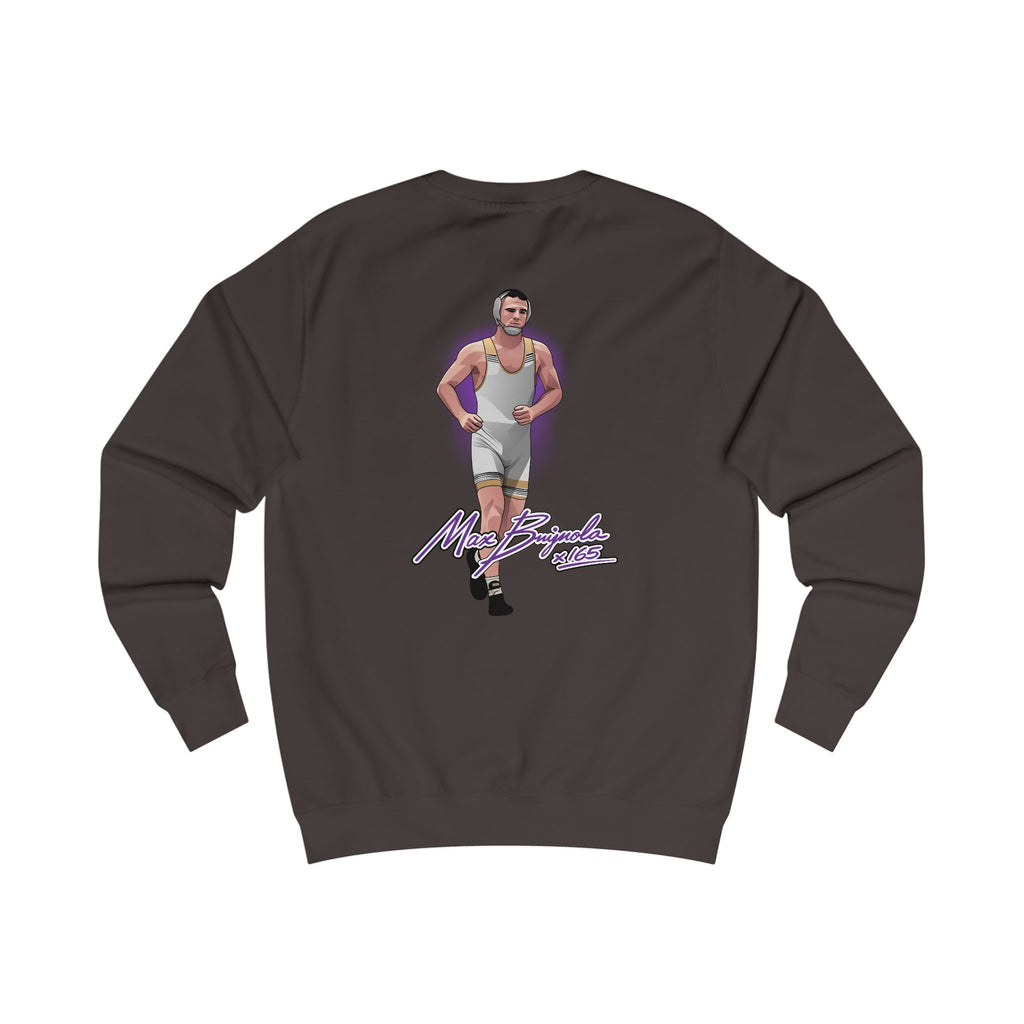 Max Brignola signature wrestling artwork crewneck back faded brown
