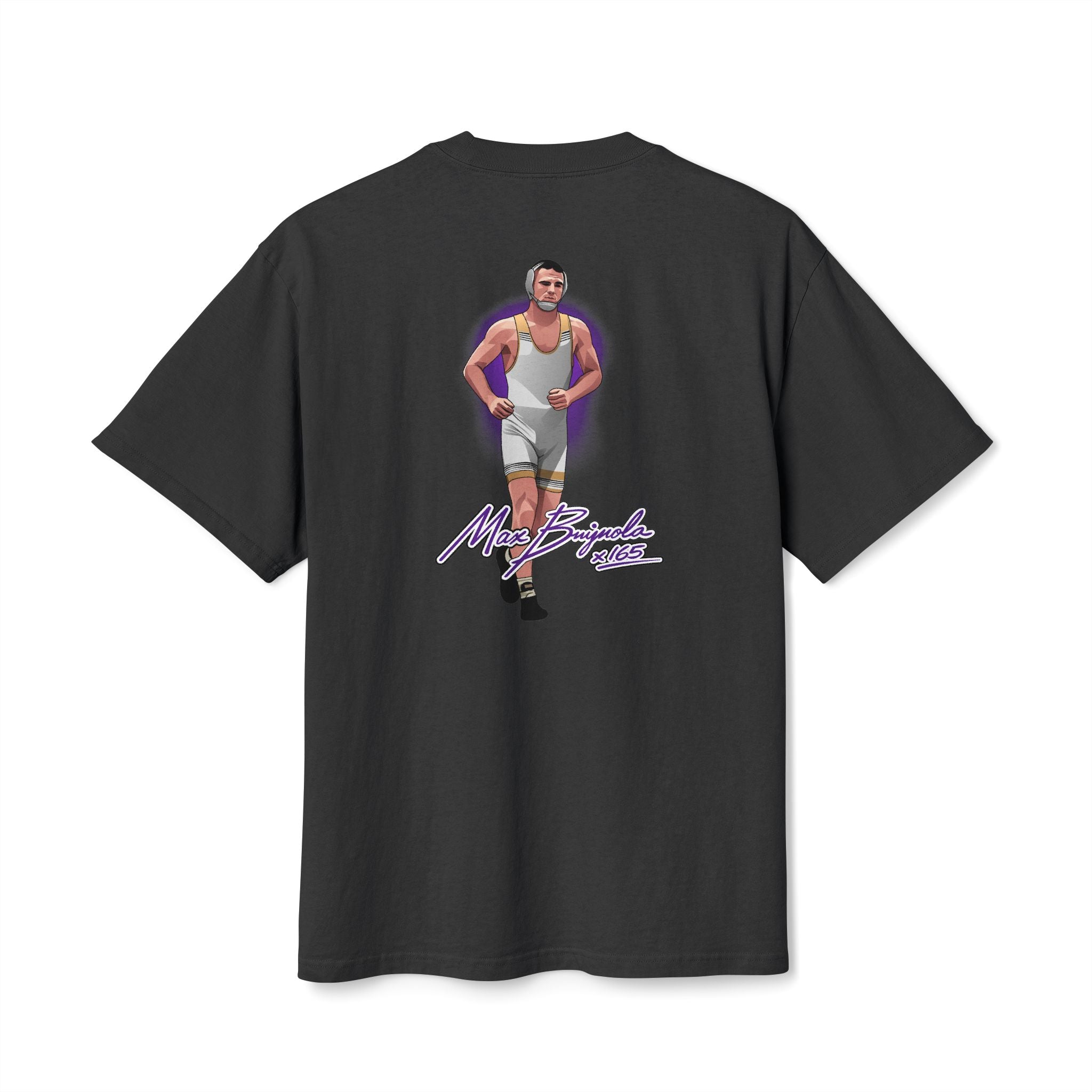 Max Brignola signature wrestling artwork oversized heavyweight t-shirt back faded black