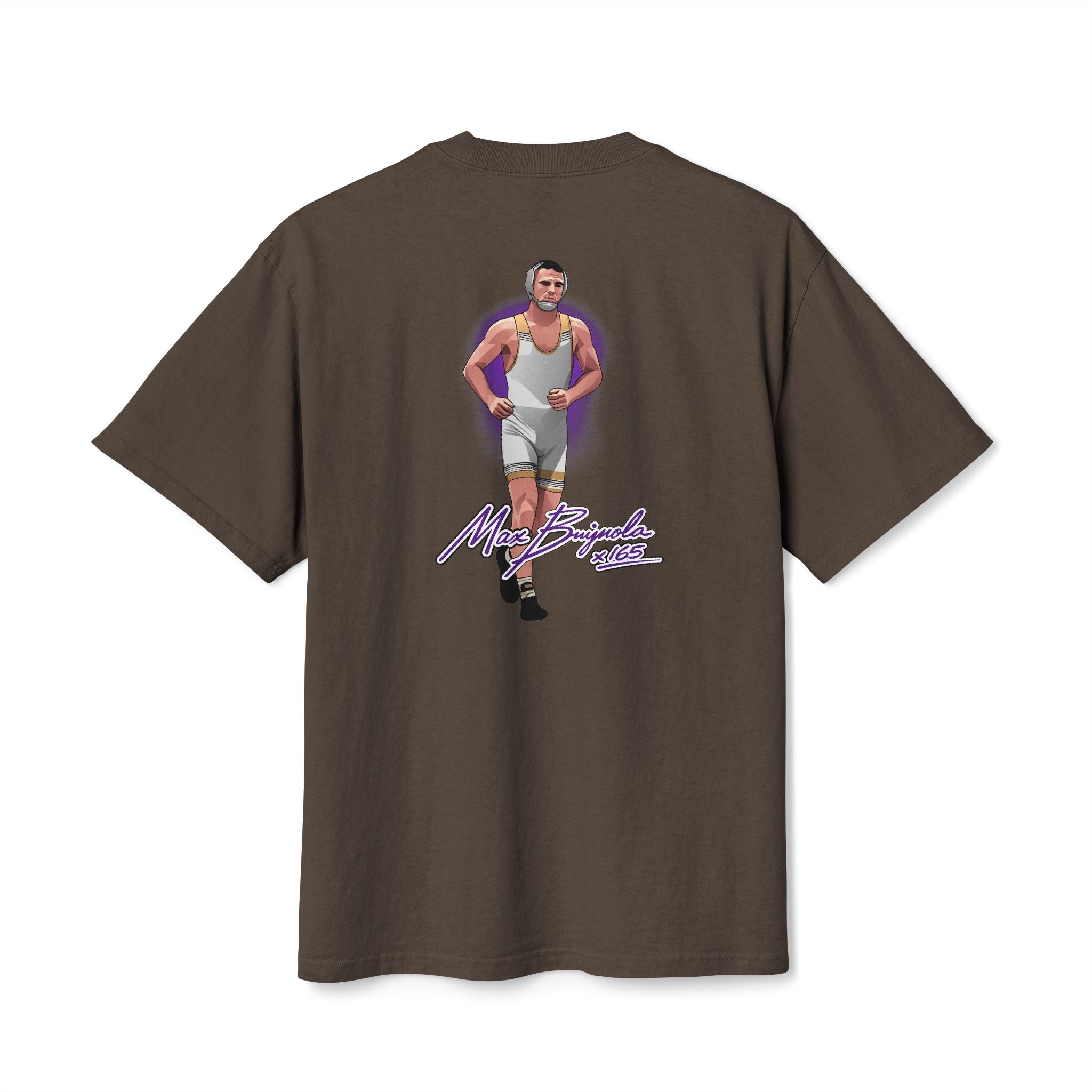 Max Brignola signature wrestling artwork oversized heavyweight t-shirt back faded brown
