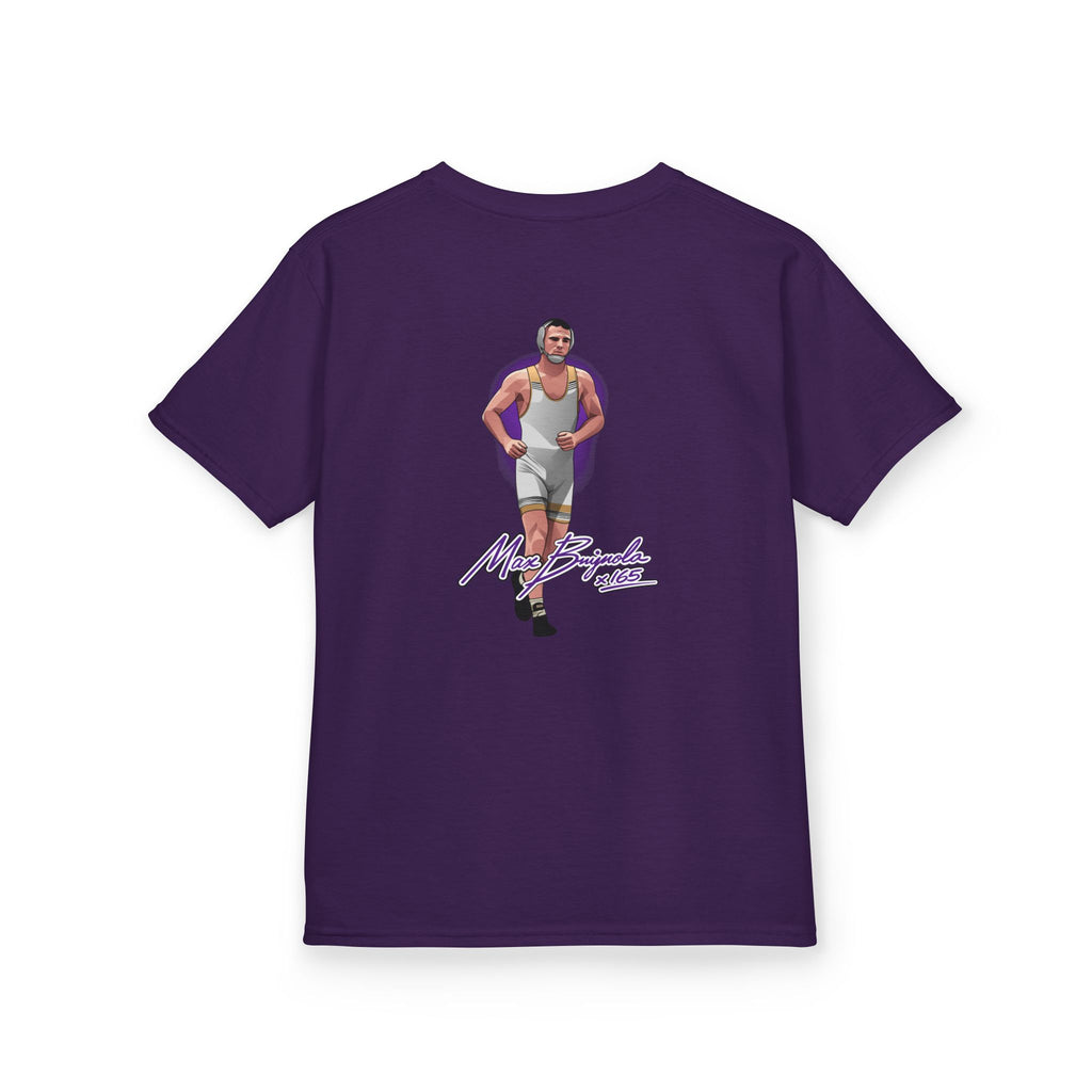 Max Brignola youth wrestling signature artwork t-shirt back purple