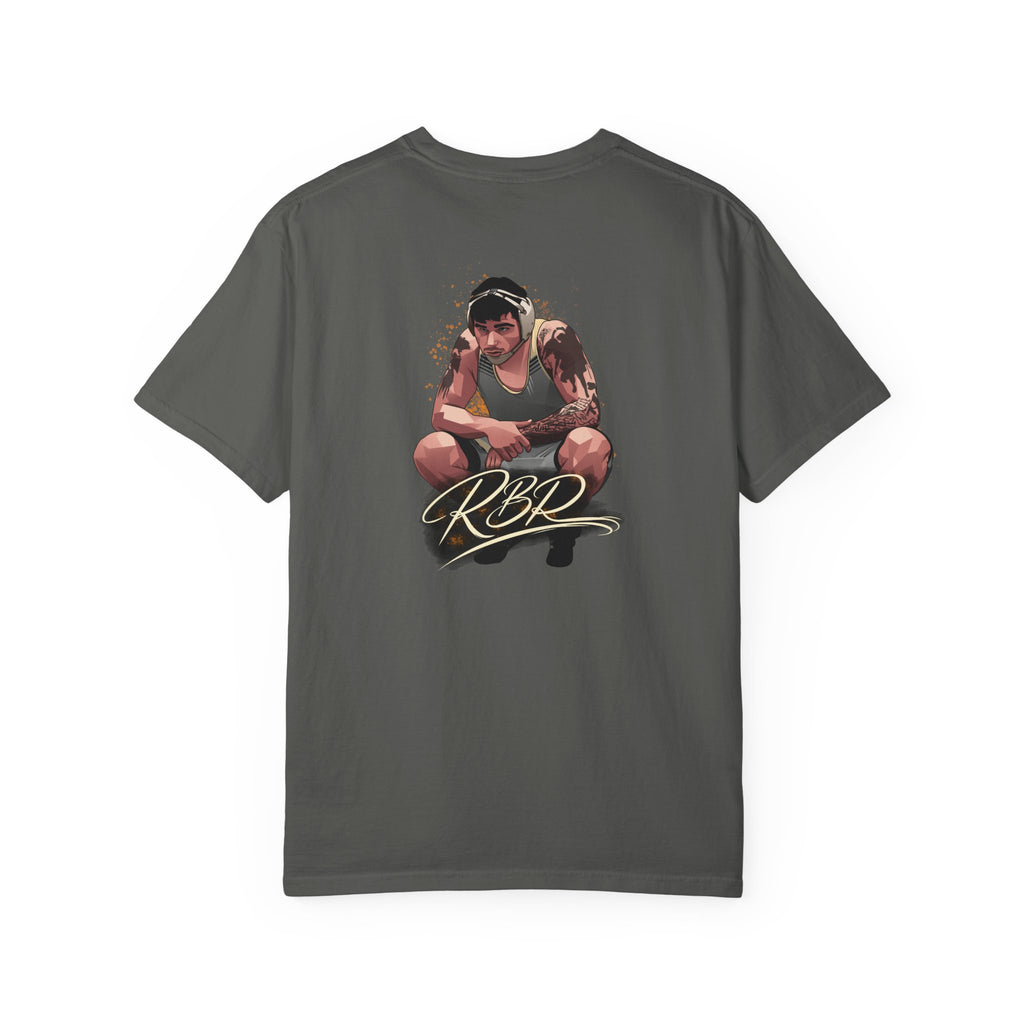 Remy Brancato-Roed wrestling shirt back grey with athlete artwork