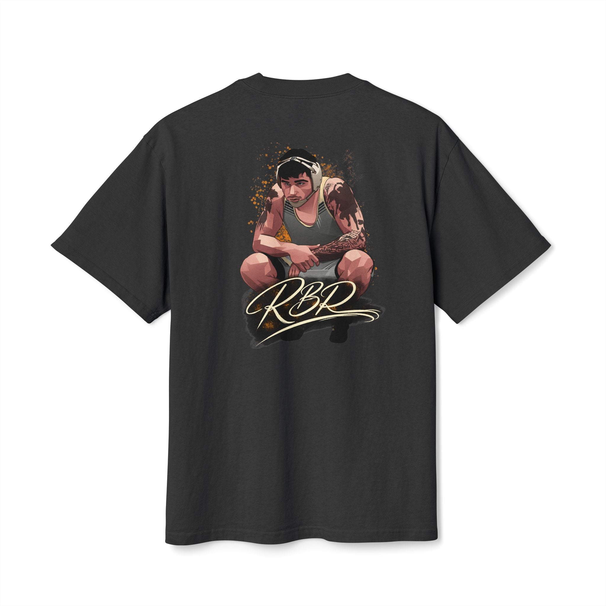 Remy Brancato-Roed signature wrestling artwork oversized heavyweight t-shirt back faded black