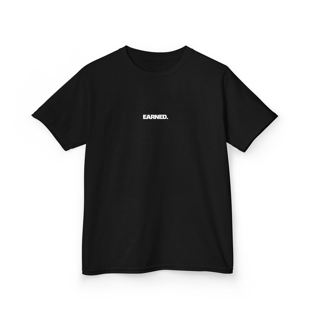 SP Elite x Earned youth t-shirt front view black